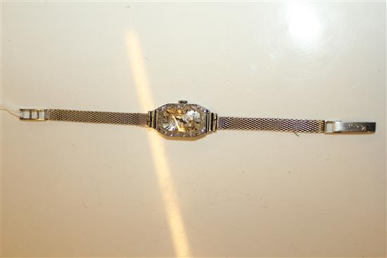 Ladies white gold & diamond cocktail watch